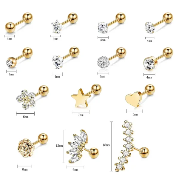 Wholesale Stainless Steel Lobe Piercing Jewelry Earrings Set for Women and Men - Image 5