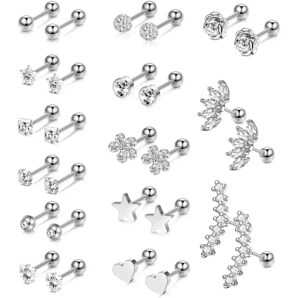 Wholesale Stainless Steel Lobe Piercing Jewelry Earrings Set for Women and Men