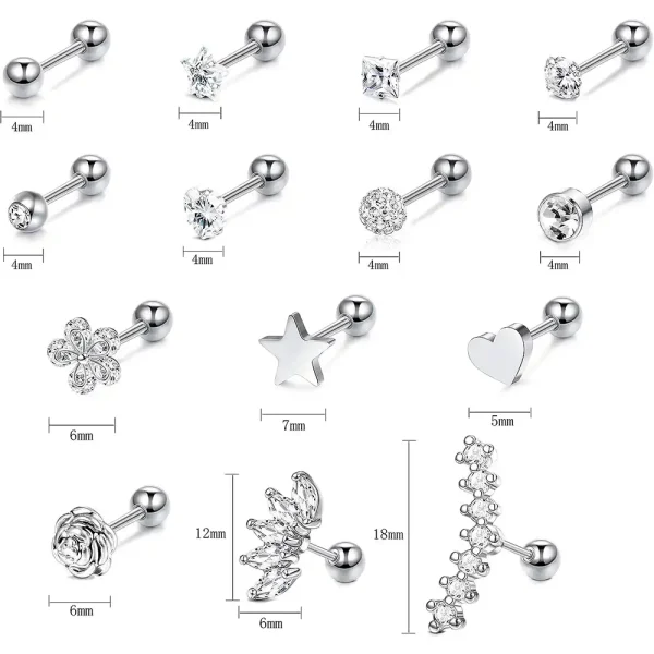 Wholesale Stainless Steel Lobe Piercing Jewelry Earrings Set for Women and Men - Image 3