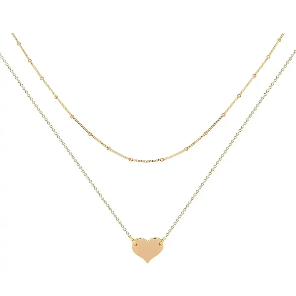 Gold Heart Stacked Choker Necklaces for Women