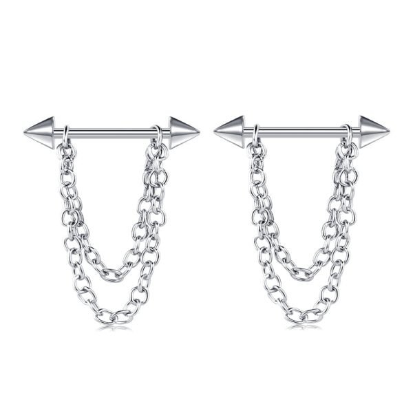 14G Surgical Steel Dangling Nipple Ring Barbell Jewelry - Image 2