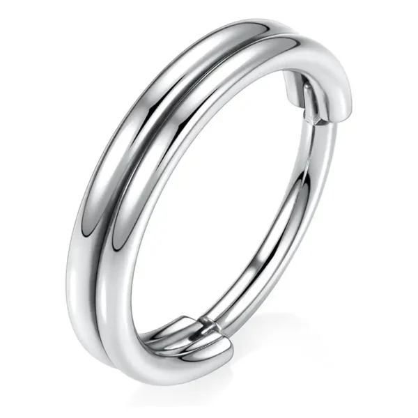 16G Double Bar Titanium Hinged Segment Clicker Ring