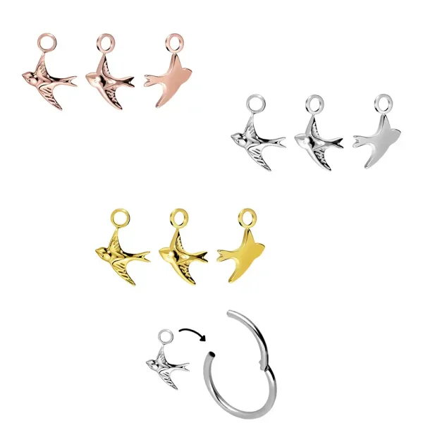 Swallow Surgical Steel Earring Pendant for Clicker Ring