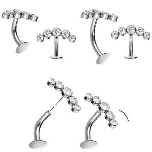 Arch Clear Cz Titanium Threadless Floating Belly Button Ring (Flat Disk)