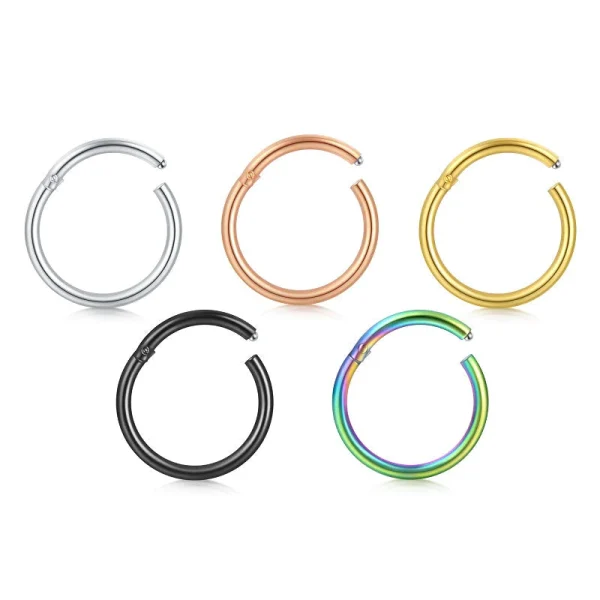 16G 18G 20G Surgical Steel Hinged Segment Nose Hoop Ring Cartilage Earrings - Image 2